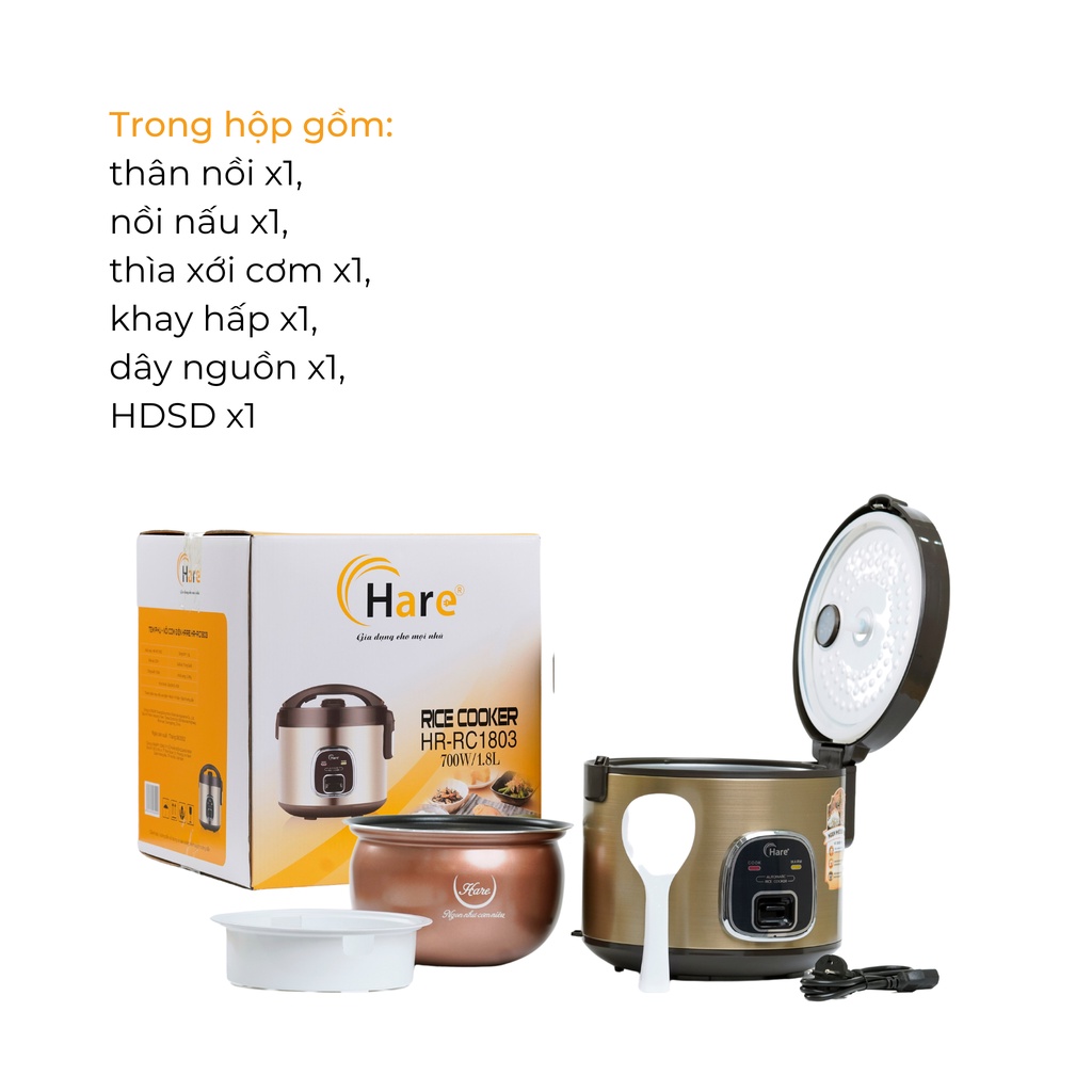 Nồi cơm điện HR-RC -hàng chính hãng thương hiệu Hare - bảo hành 12 tháng