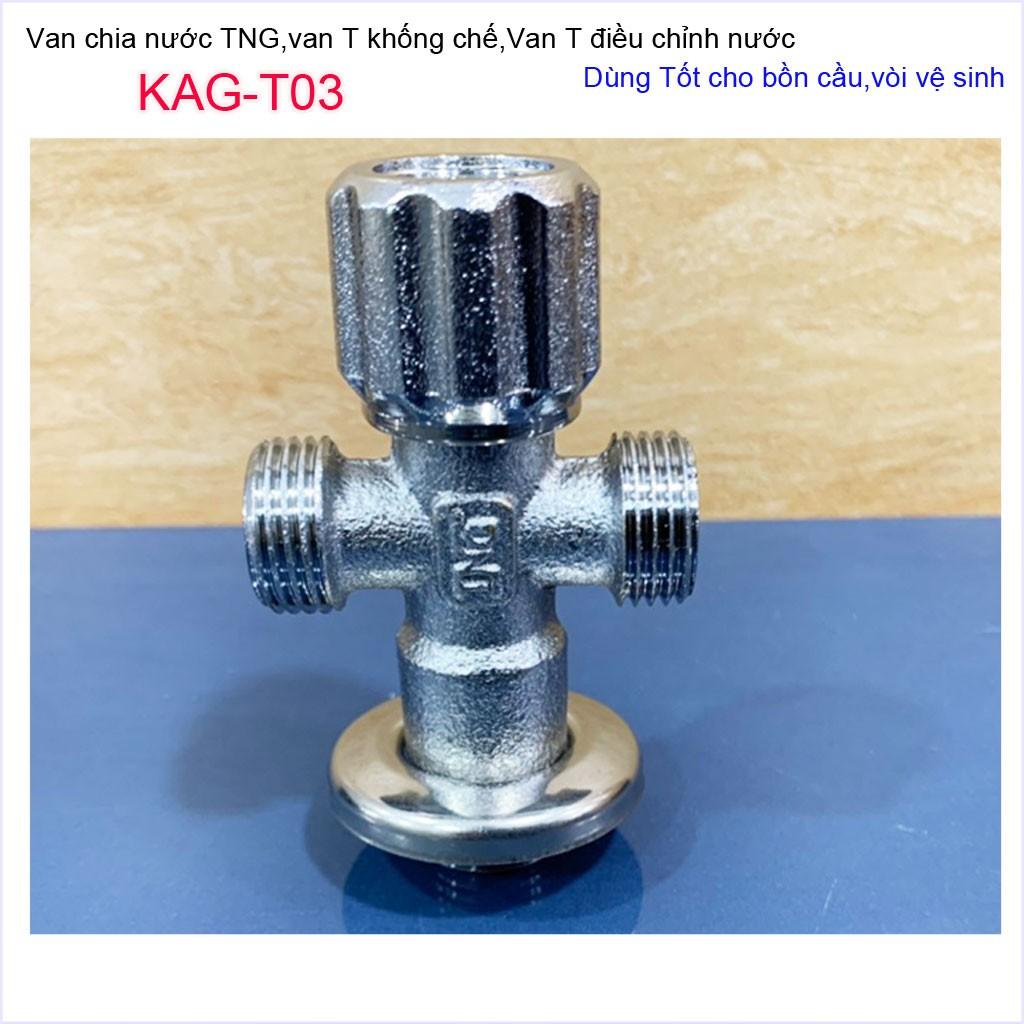 T chia nước van khóa giảm áp KAG-T03 cao cấp, van T chia nước bồn cầu và vòi xịt, T nối nước vòi xịt siêu bền