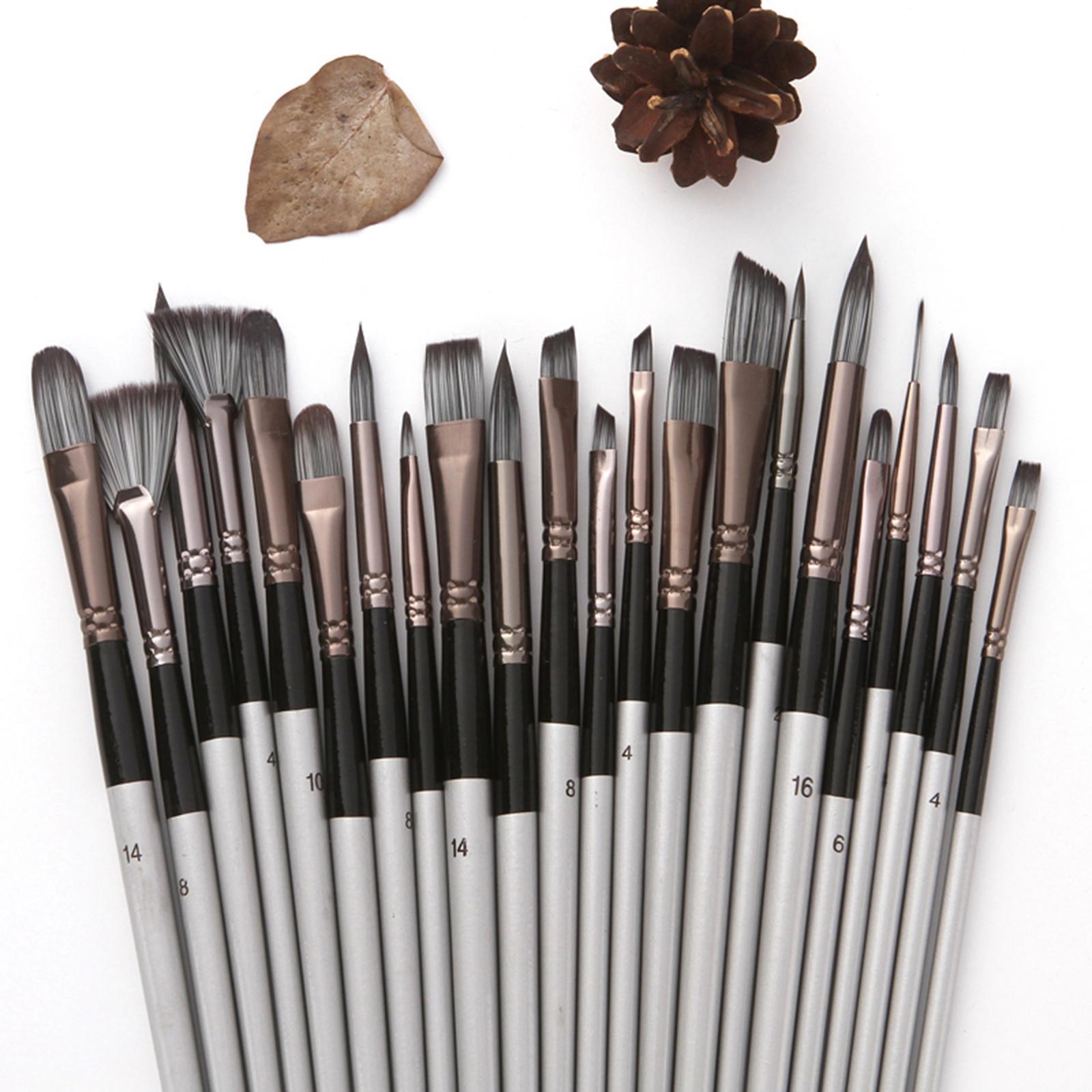 24Pcs Artist Paint Brushes Set Art Acrylic Oil Paintings Gray Storage Bag