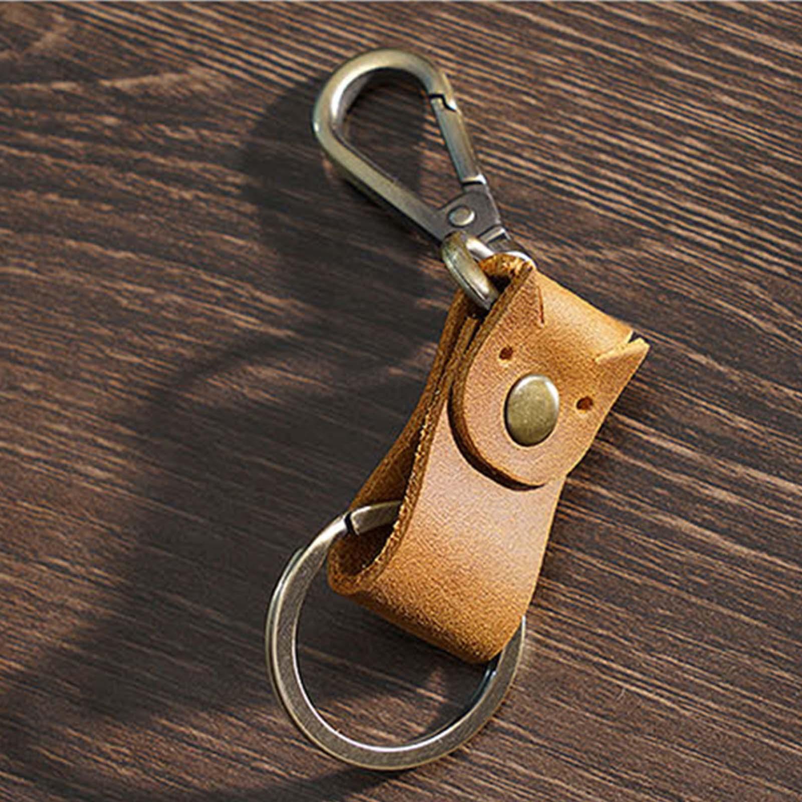 Leather Keychain Key Ring Unisex Business Key Chain Ring Fob