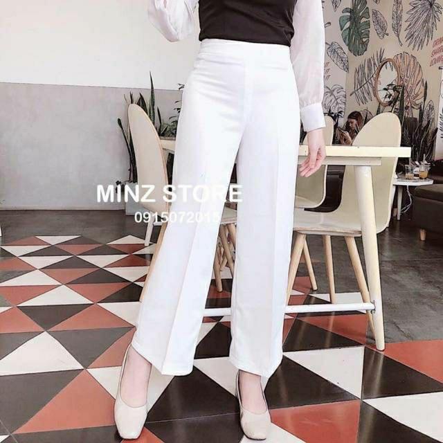 Quần ống suông nữ cạp cao culottes dài vải tuyết mưa