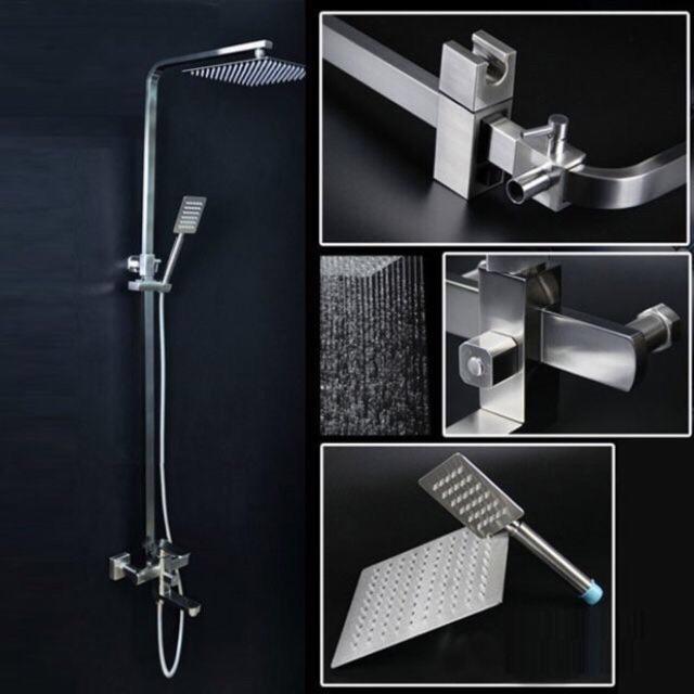 Bộ sen cây VUÔNG tắm nóng lạnh Inox 304 cao cấp