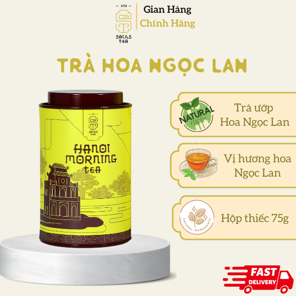 Trà xanh hoa ngọc lan PHMT0075 SACHS TEA 1773 chè hữu cơ thái nguyên ướp hoa cao cấp 75g/hộp