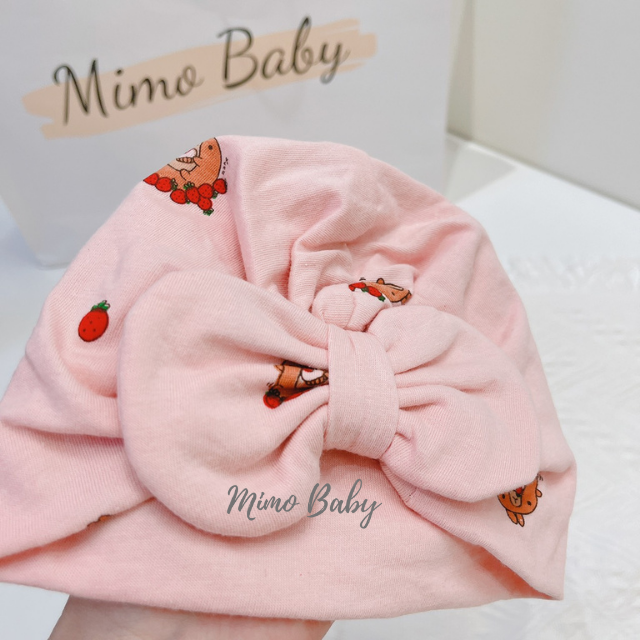Mũ turban màu hồng hình gấu dâu dễ thương cho bé MTB87 Mimo Baby
