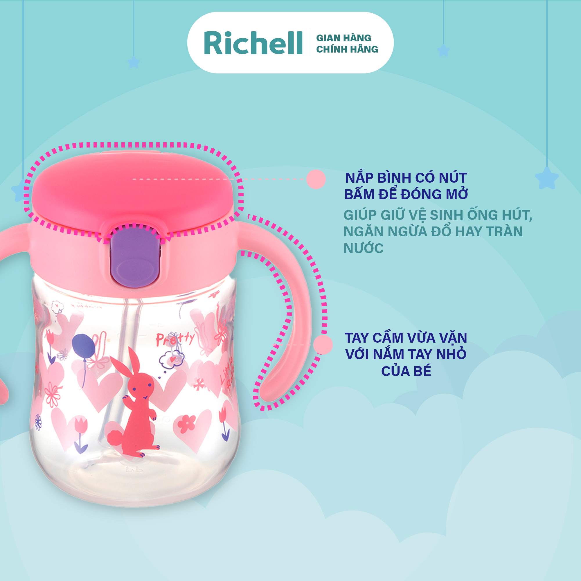 Bình ống hút TLI Richell Nhật Bản - bước 2 | Baby