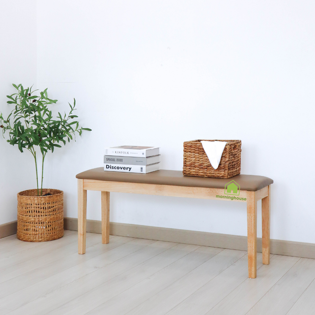 Ghế băng dài bọc nệm Morning House- Gỗ cao su tự nhiên bọc mút đệm, da simily , chân ghế có khả năng tháo láp gọn gàng