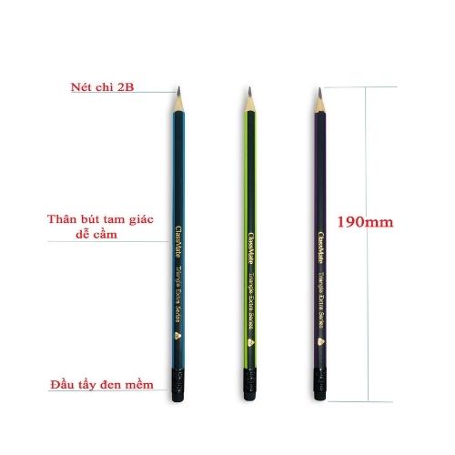 Bút chì gỗ tam giác có tẩy 2B ClassMate - 1 chiếc - CL-PC622