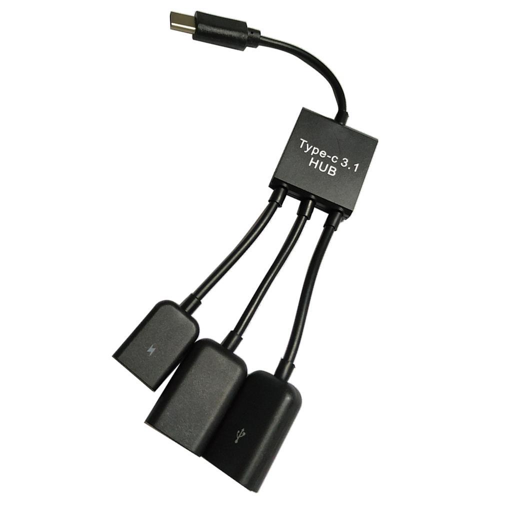 2-3pack 3 in 1 USB C Type C OTG Host Cable Hub Cord Adapter Splitter Connector