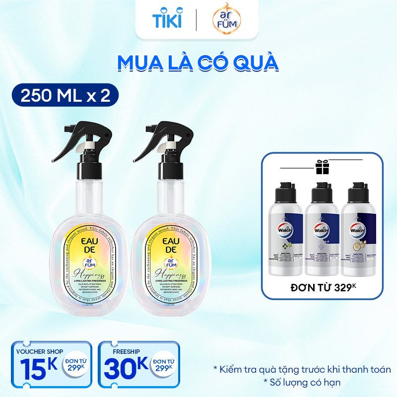 [Special Edition] Combo 2 Xịt thơm quần áo hương nước hoa cao cấp arFUM lưu hương lâu, khử mùi hiệu quả (250ml)