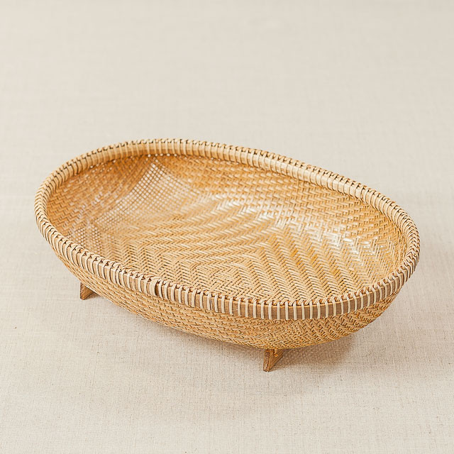 Rổ tre oval đáy đan mắt nhỏ có chân (3 cỡ)