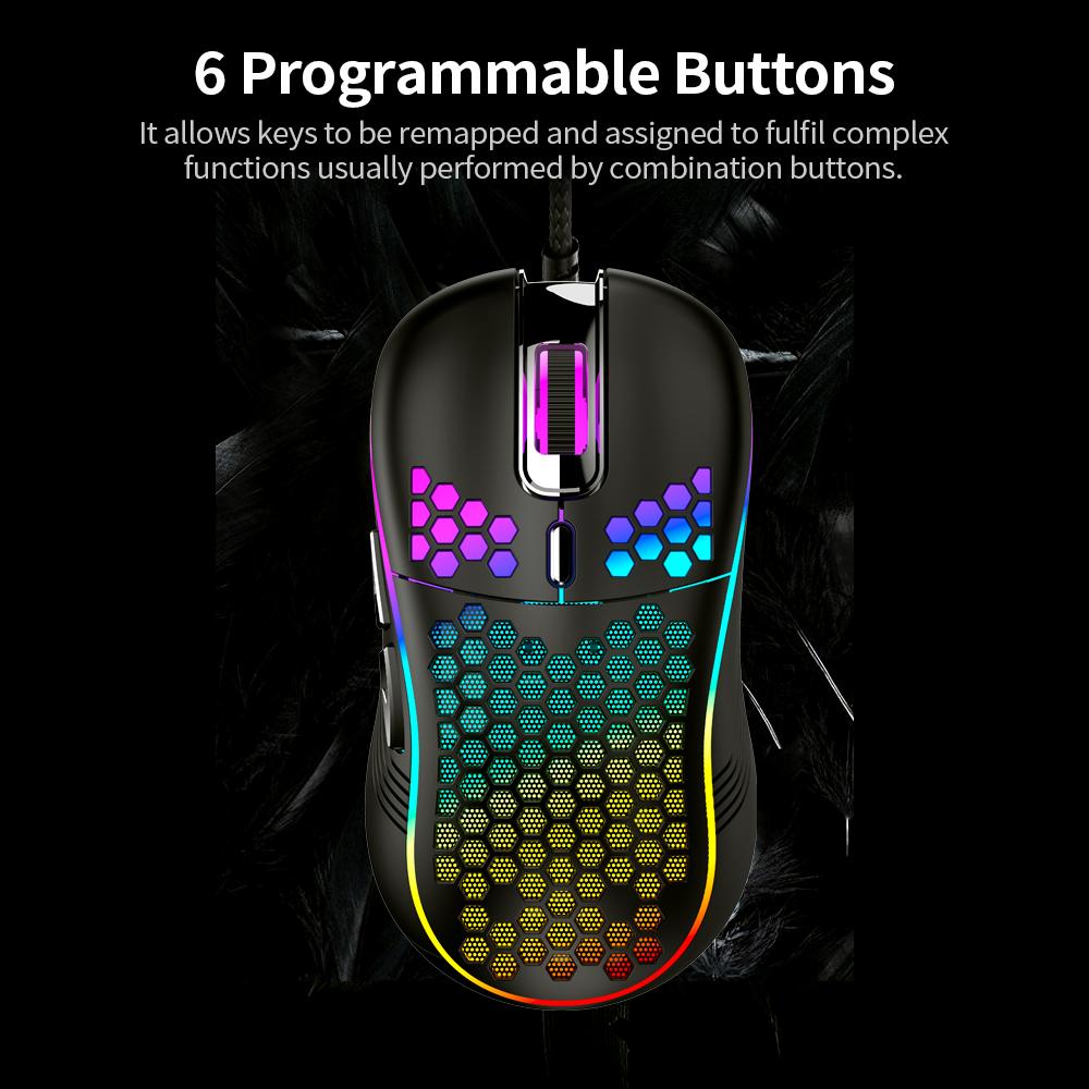 Wired Gaming Mouse 7200DPI Optical Mouse RGB Lightweight Gaming Mouse 1200/2400/4800/7200DPI/ 6 Programmable Buttons