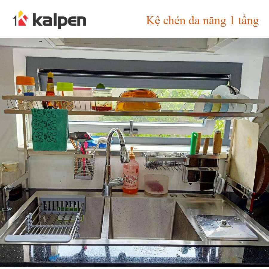 Kệ chén bát Inox 304 trên bồn rửa thông minh Kalpen size 85cm hàng chuẩn Đức