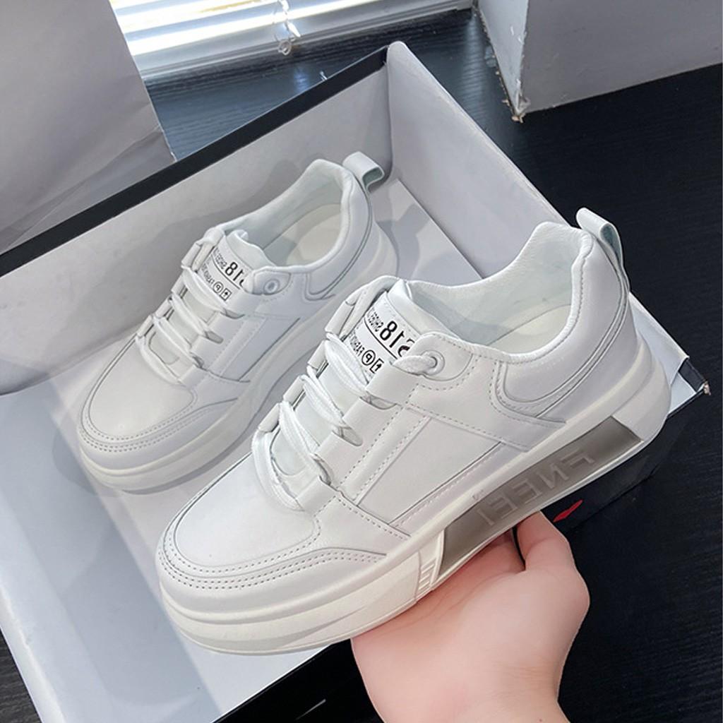Giày Sneaker Nữ BUXINO14 Giày Thể Thao Nữ Ulzzang Retro Đế Bằng 4cm Cột Dây Cổ Thấp Chạy Bộ Đi Học Đi Chơi Size 36 - 39
