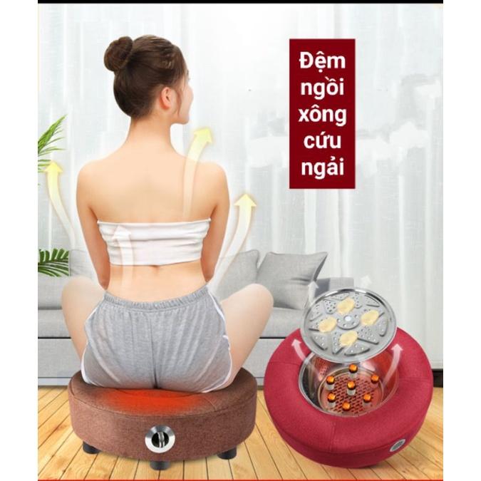 Đệm xông chườm ngải cứu đa năng giúp giảm đau mỏi .Đệm ngồi xông ngải cứu nút xoay điều chỉnh nhiệt độ .