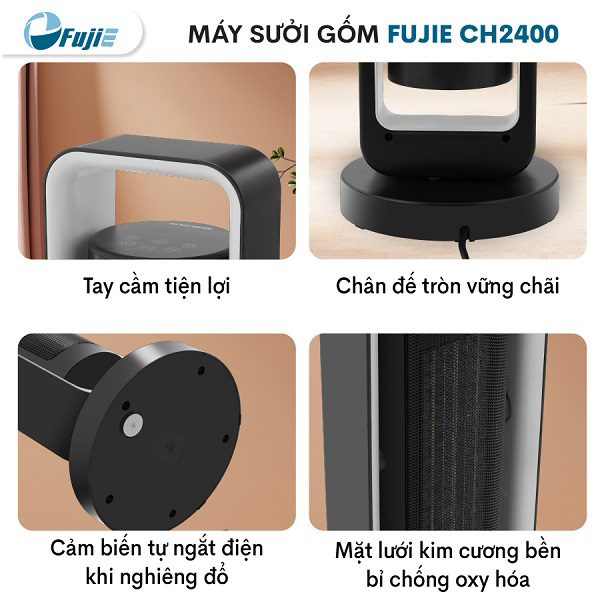 Quạt sưởi gốm Ceramic để sàn FujiE CH-2400 - Hàng Chính Hãng