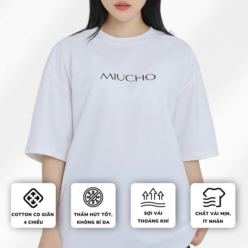 Áo thun nữ form rộng đẹp tay lỡ kiểu hàn quốc, áo phông nữ form rộng unisex vải cotton AT249 Miucho in brand name