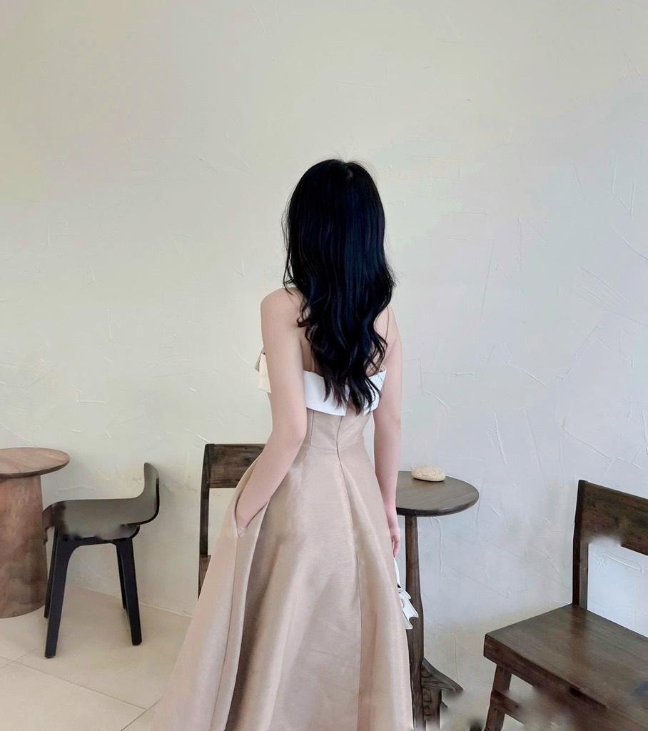 ĐẦM XÒE TAPTA PHỐI TRẮNG DÁNG DÀI 13743