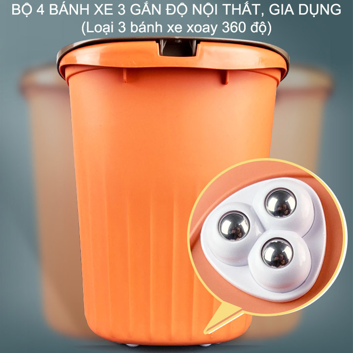 Combo 4 bánh xe mini 3 gắn thùng giác, đồ vật đa năng tiện dụng giúp dễ dàng di chuyển