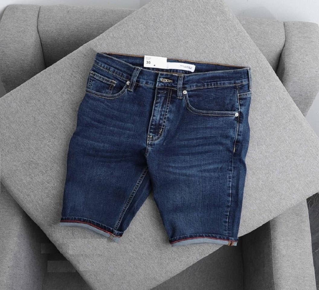 QUẦN SHORT JEAN NAM CO GIÃN MÀU TRƠN - GV5271 - 34 - XANH ĐẬM