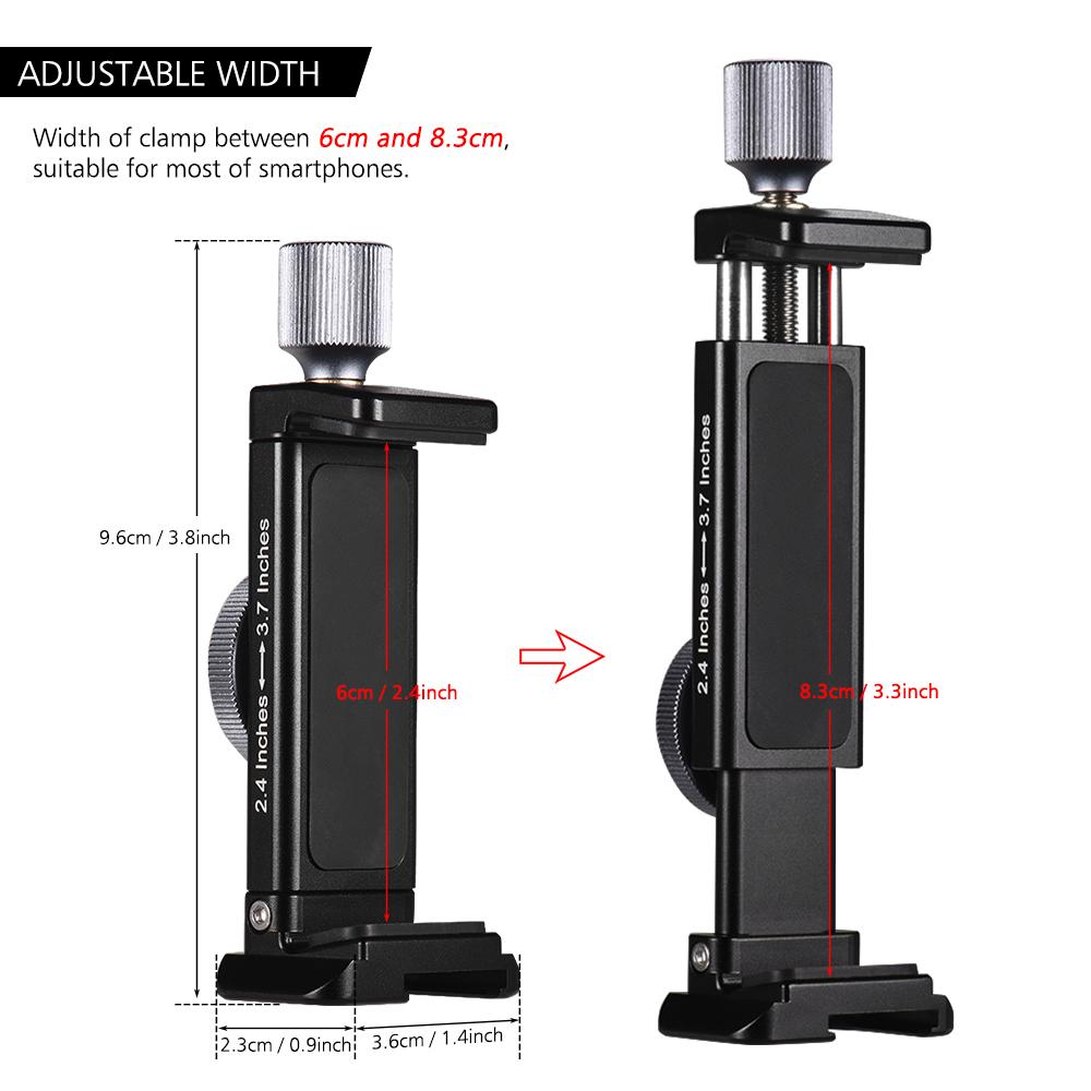 Giá đỡ có lỗ vít 1/4 inch Hợp kim nhôm có thể điều chỉnh cho Điện thoại thông minh