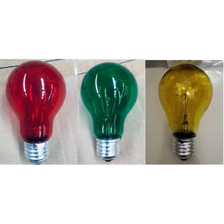 Bóng đèn sợi đốt thủy tinh màu đỏ, xanh, vàng chống rung E27 220V 40W