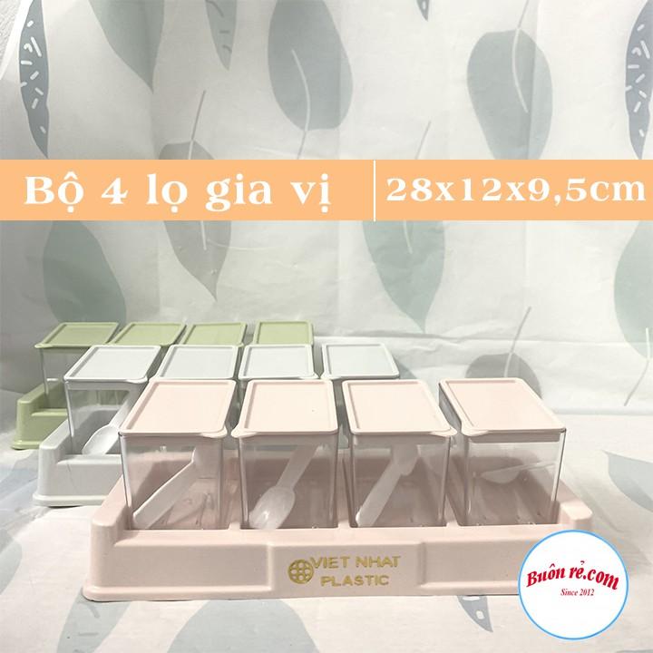 Bộ 4 lọ gia vị có thìa muỗng nhựa Việt Nhât (MS: 2939) -Hũ đựng gia vị có nắp đậy tiện lợi – Buôn Rẻ 01268