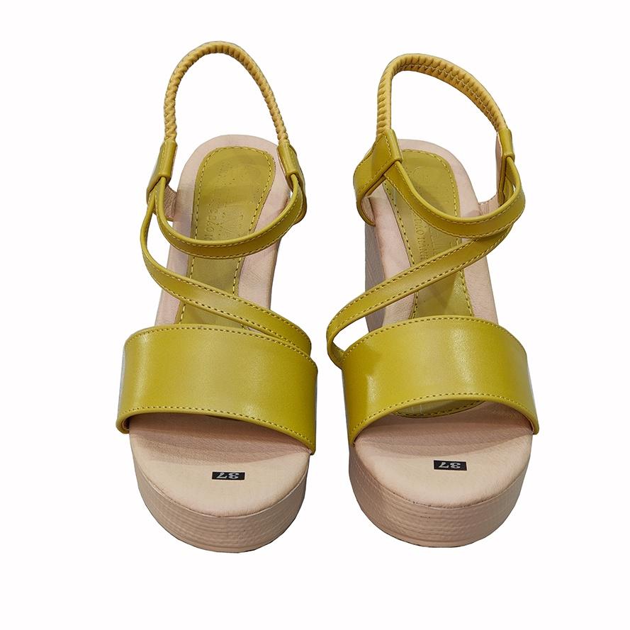 Giày Sandal Nữ Đế Xuồng TiTi ĐÔ Da Bò Thật Cao Cấp 9cm DNU2154b