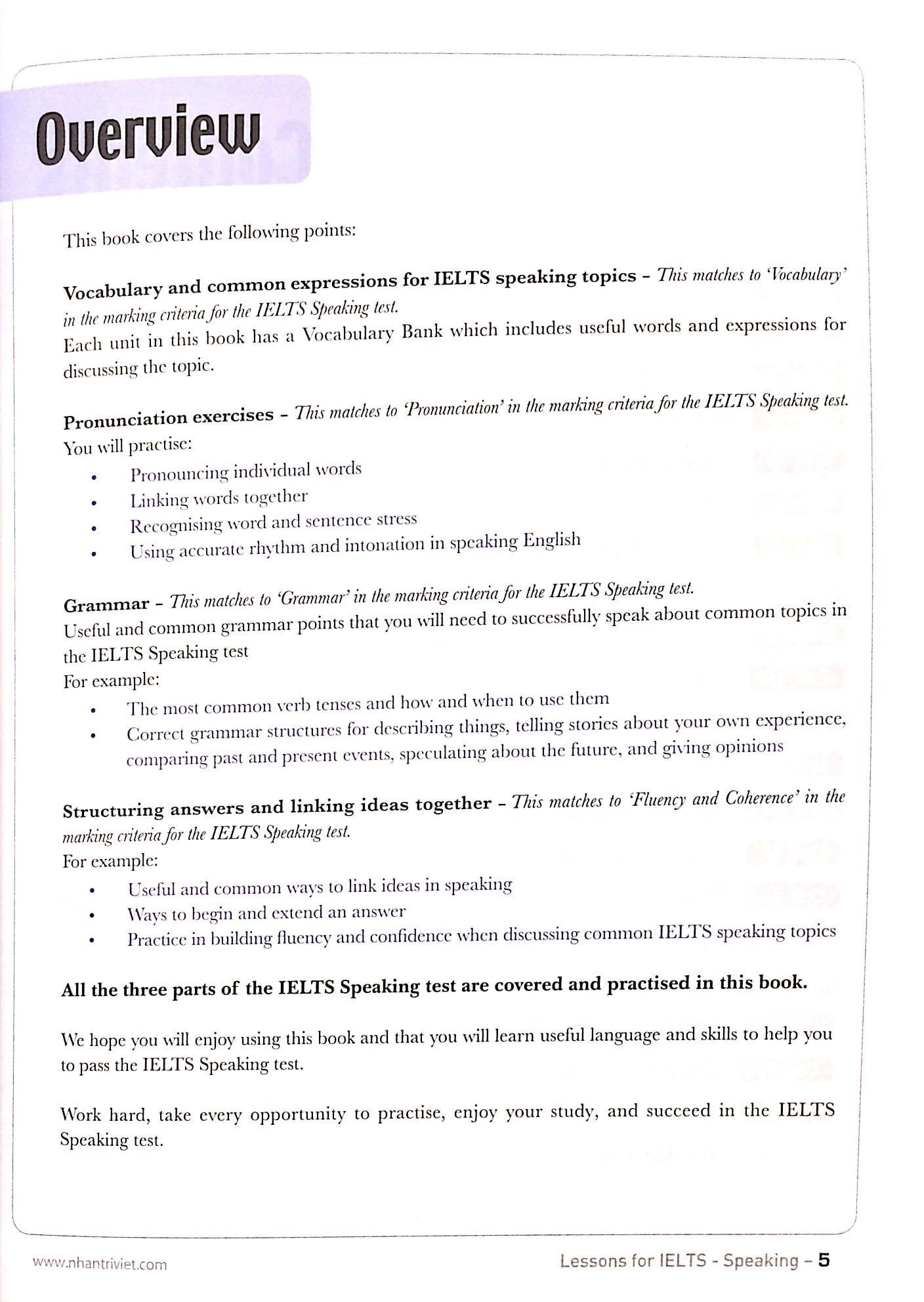 Sách Lessons For IELTS - Speaking