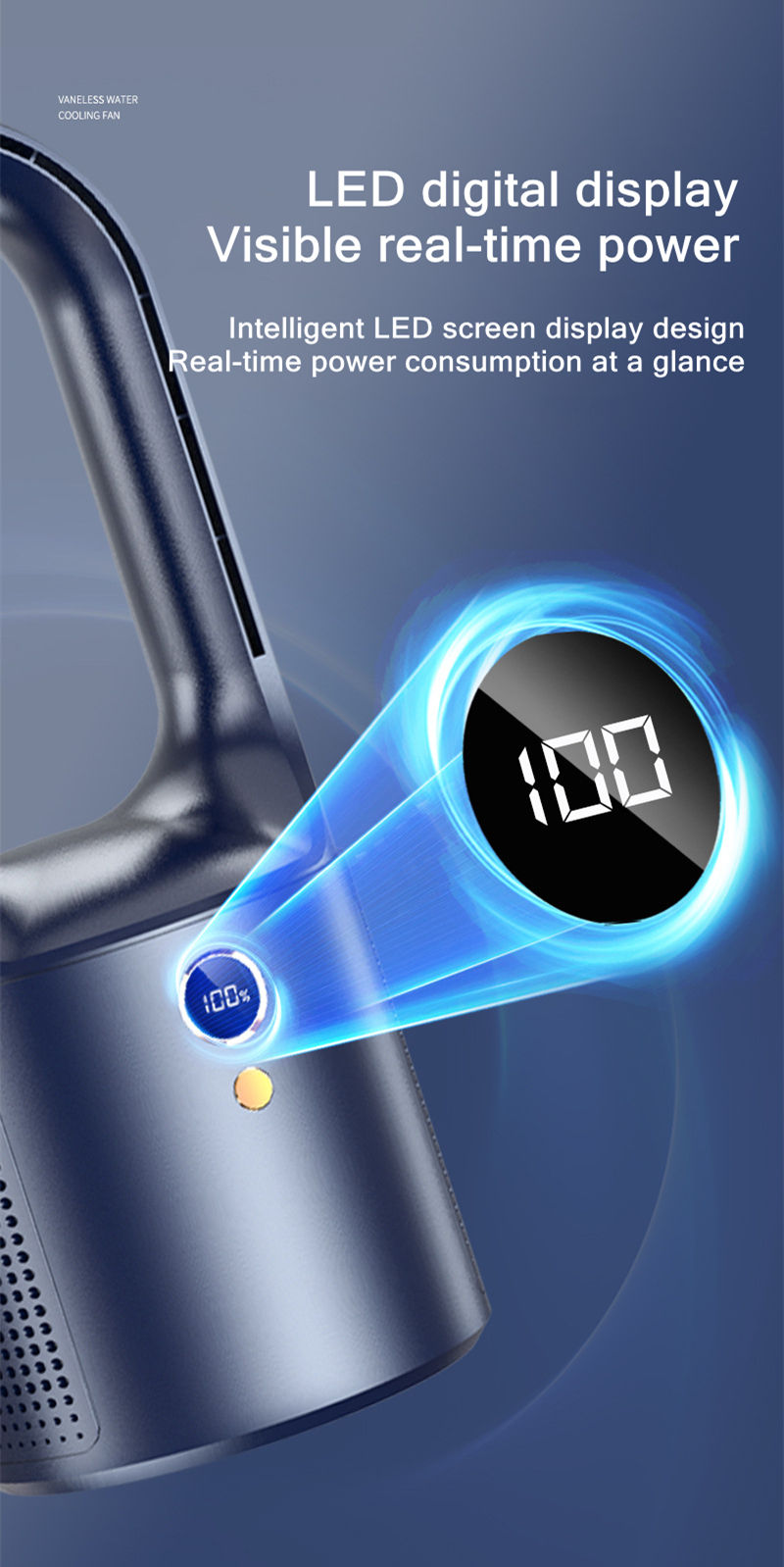 Quạt Không Cánh Mới Quạt Làm Mát Cánh Quạt Không Quạt Để Bàn Màn Hình LED Quạt Làm Mát Cho Văn Phòng Quạt Không Ồn Cầm Tay Sạc Type-C