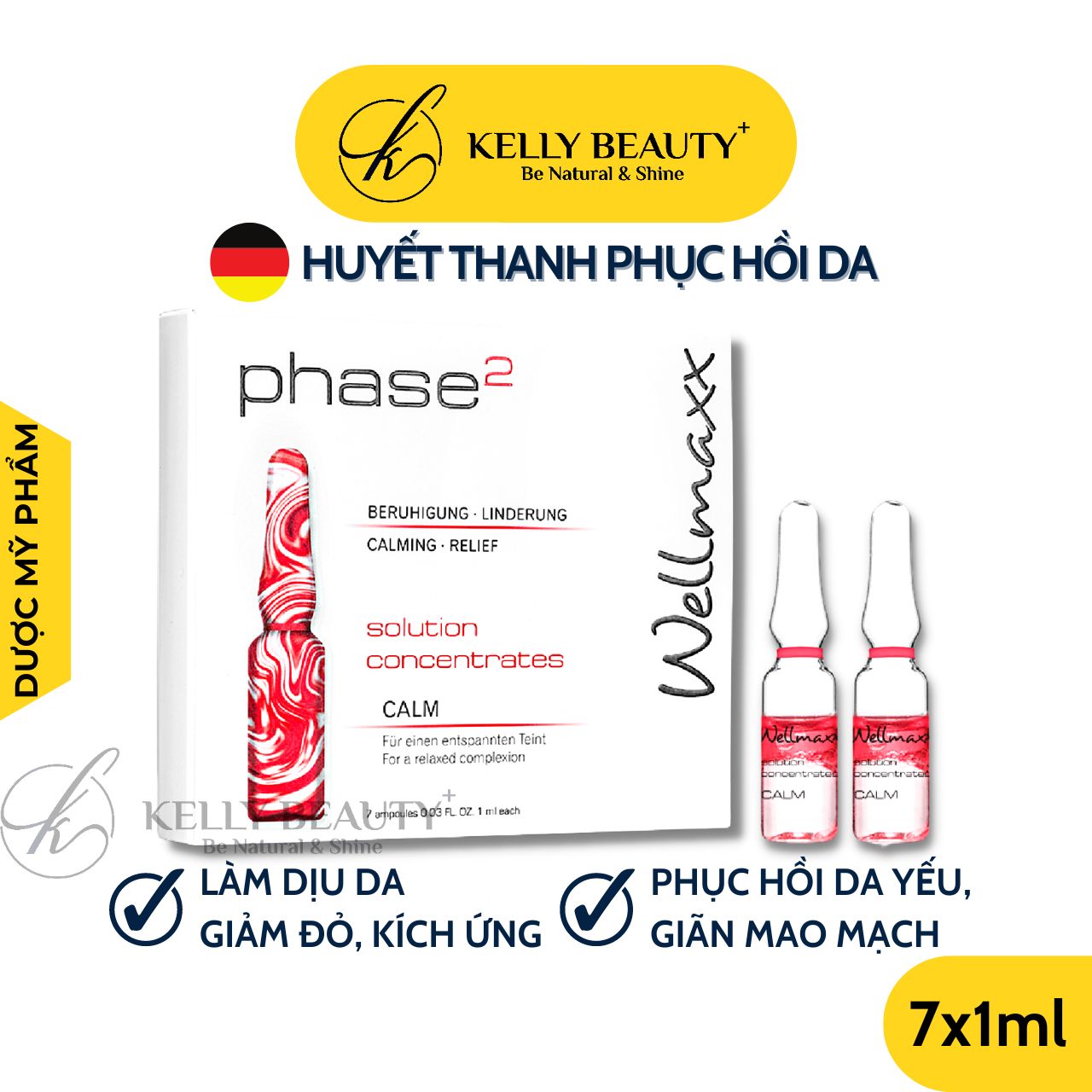 Huyết Thanh Phục Hồi Da Phase 2 Calm WELLMAXX - Làm Dịu Da Kích Ứng, Đỏ, Châm Chích; Ngừa Giãn Mao Mạch | Kelly Beauty