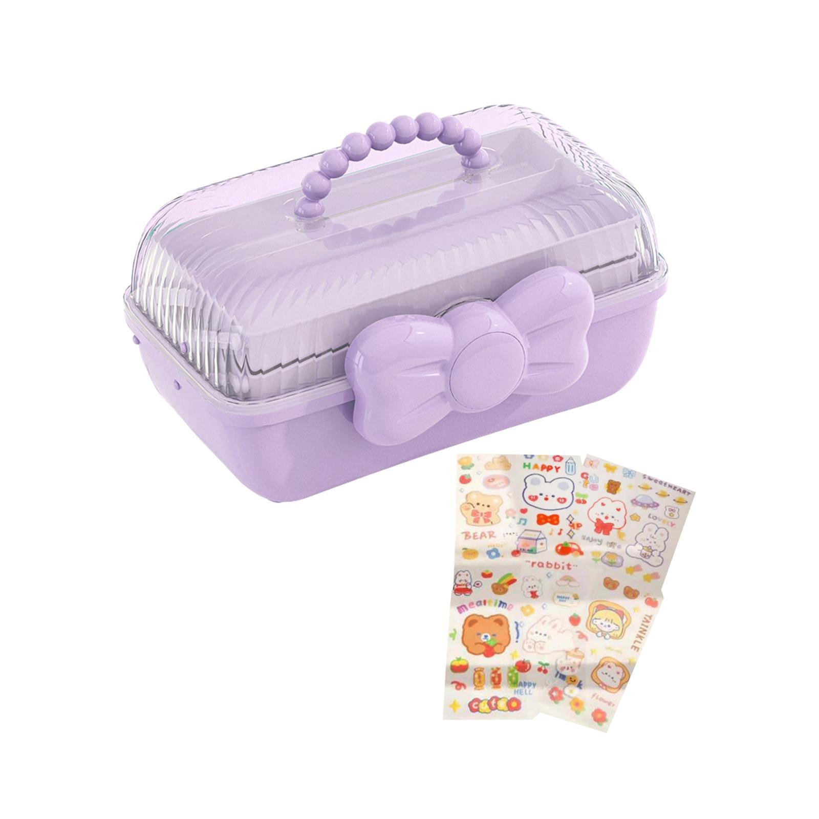3 Layer Multipurpose Storage Box Hair Accessories Organizer for Girls, Portable Hair Bow Holder ,Cosmetics Supplies Storage Box for Hair Clips