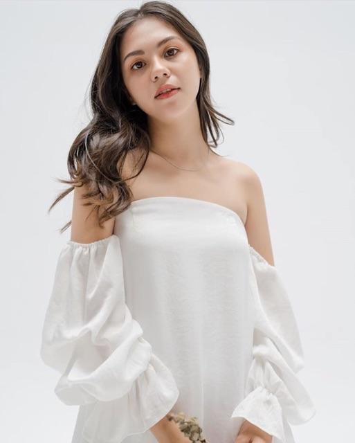 Đầm cúp ngực tay phồng