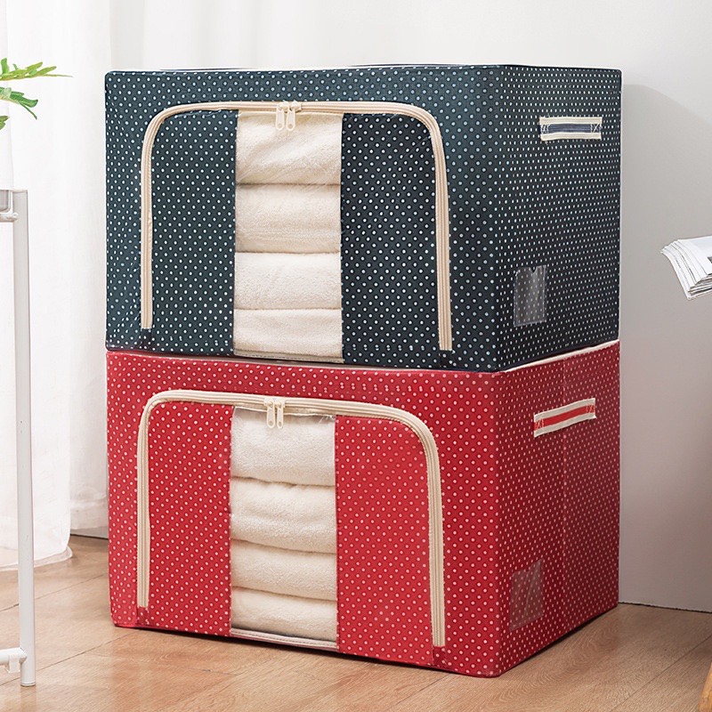Hộp Đựng Quần Áo Chăn Màn Khung Thép Cao Cấp Loại To Tiện Lợi 66 Lit TD01
