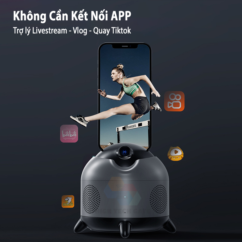 Giá đỡ điện thoại AI gimbal xoay 360 độ HIGH TECH GATE M136 hỗ trợ livestream, quay tiktok, video ngoài trời tự động theo dõi khuôn mặt, phát nhạc bluetooth, hàng chính hãng