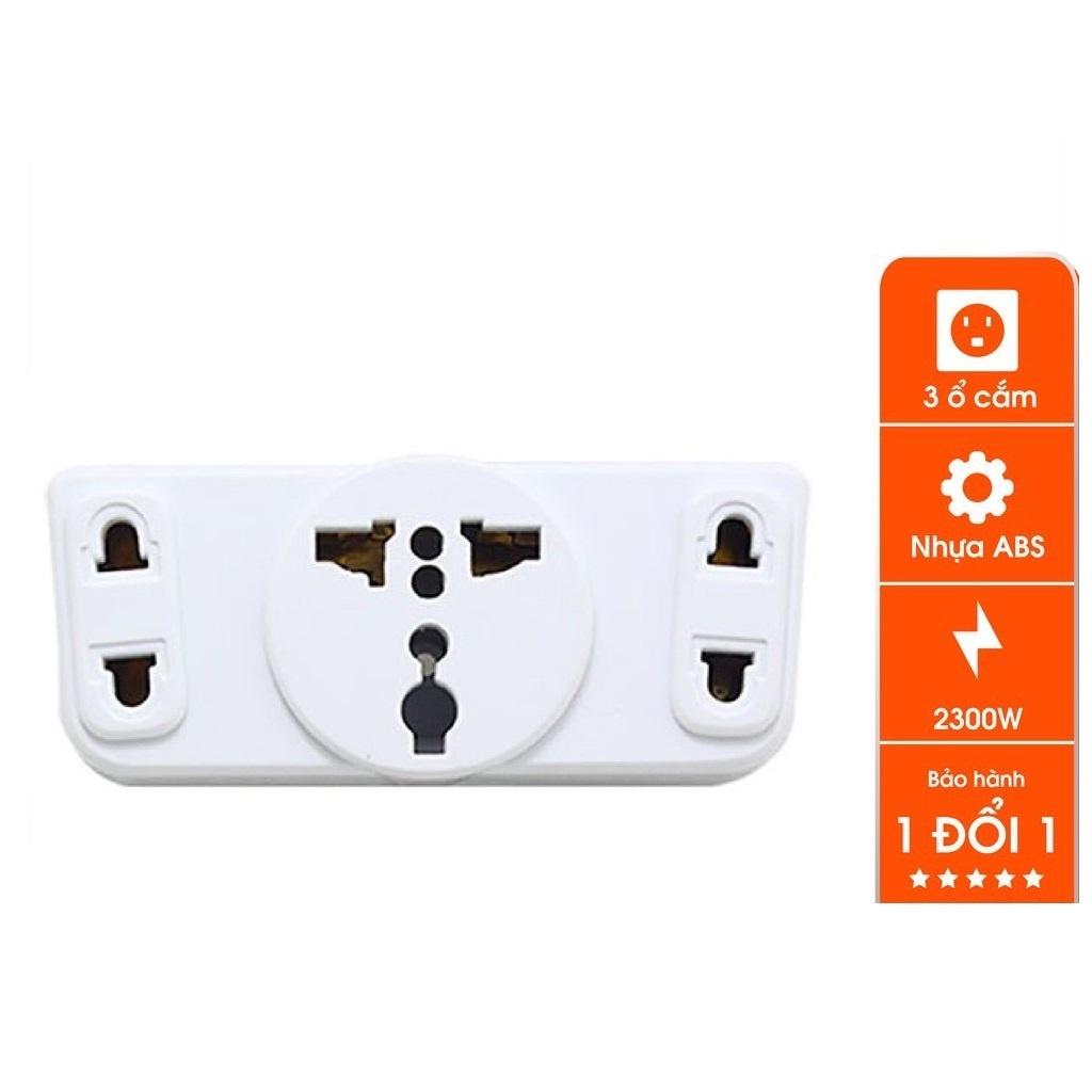 Ổ Cắm 2 Chức Năng: Phích Cắm Chia 3 Và Ổ Cắm Chuyển Đổi Từ 3 Chấu Thành 2 Thấu, 2000W, Nhựa ABS An Toàn Tiện Dụng. Kingler 8605