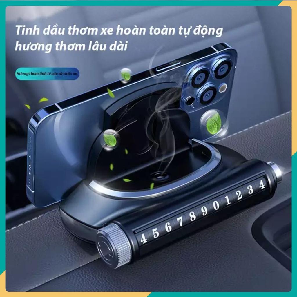 Giá đỡ điện thoại kiêm Sạc nhanh không dây trên xe hơi R100 - khử mùi với hương nước hoa