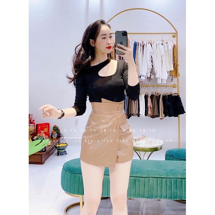 CHÂN VÁY DA CẠP CAO VẠT CHÉO-CHÂN VÁY DA KIỂU ĐẸP