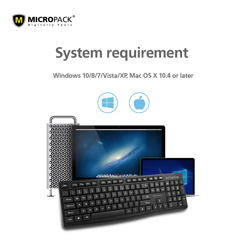 Bàn Phím Có Dây MicroPack OFFICE LITE 2 K-206 Với 12 Phím Đa Phương Tiện Tương Thích HĐH Windows/ MacOs Hàng Chính Hãng