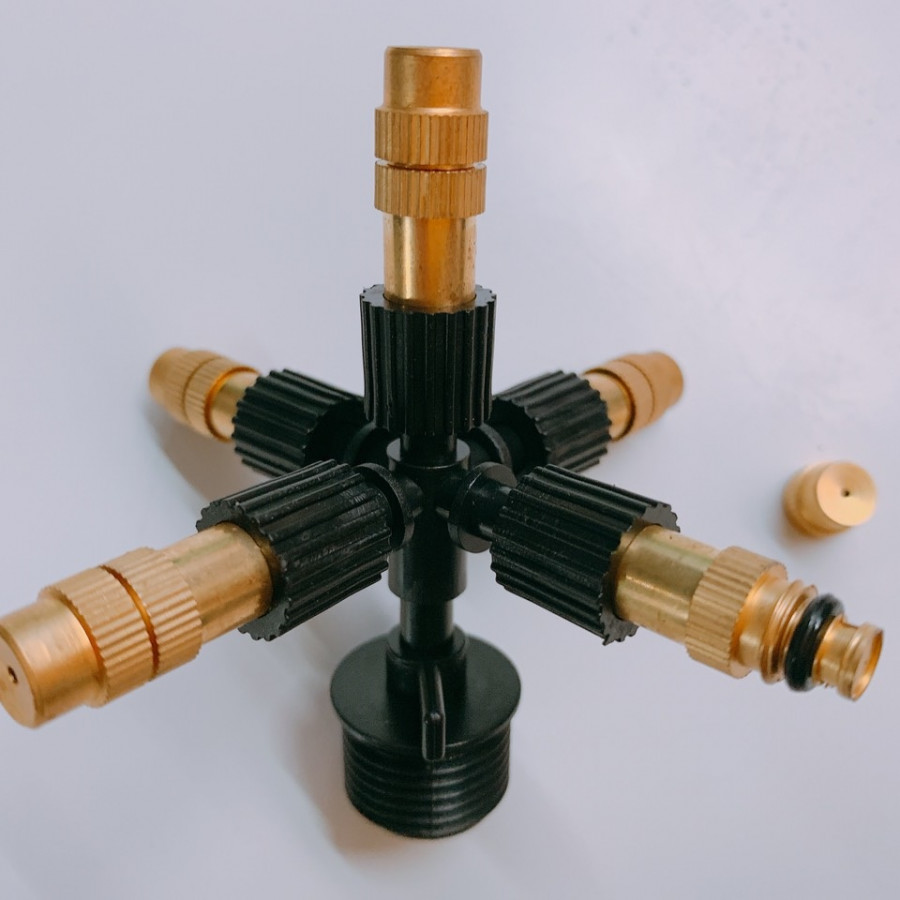 Bộ 5 đầu phun sương 5 cửa đồng chân ren 21mm