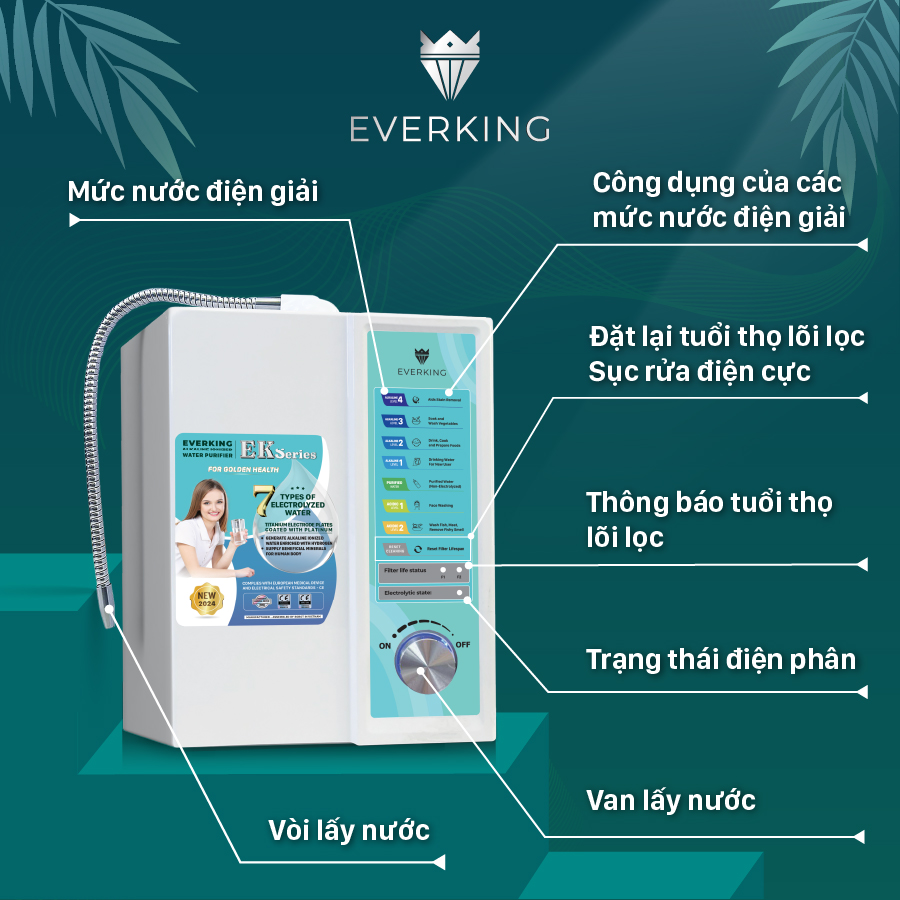Máy Lọc Nước Điện Giải iON Kiềm EVERKING EK-711 - Hàng Chính Hãng