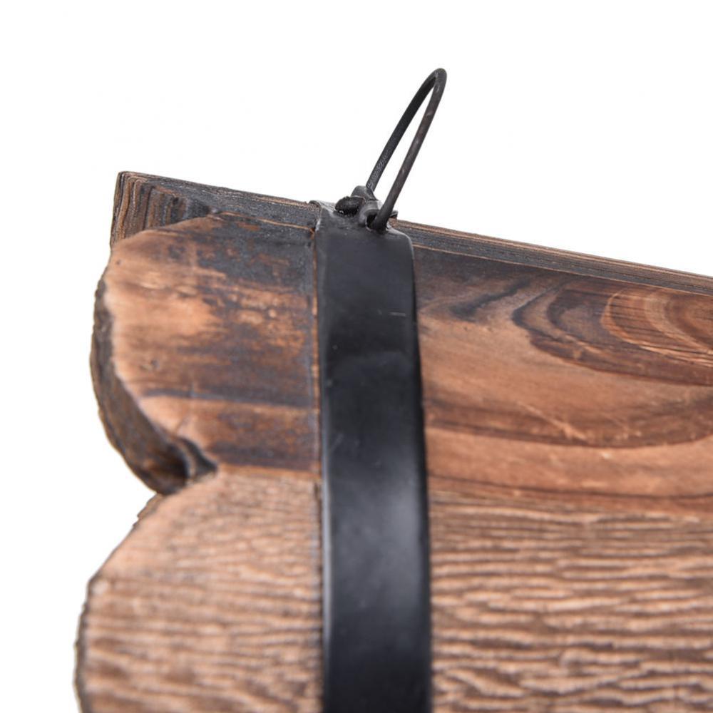 4 Piece Rustic Wooden Bucket Pot Bed Home Garden Yard Decor Art Ornament