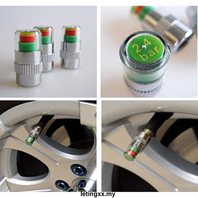 Bộ 4 Nắp Đậy Van Cảm Biến Áp Suất Lốp Xe Hơi Yasokro 2.4 Bar 34 Psi