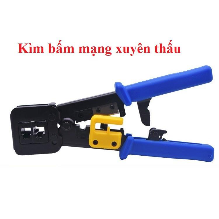 Kìm bấm hạt mạng xuyên thấu - Tặng kèm 10 hạt RJ45 xuyên thấu