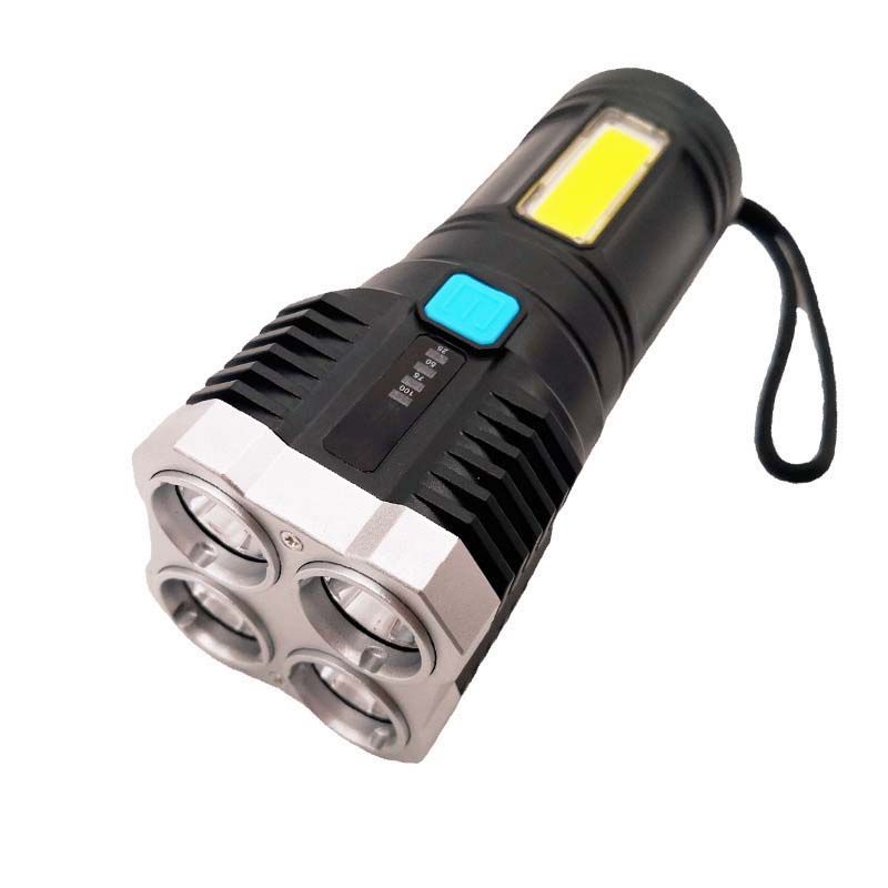 Đèn Pin Cầm Tay Chiếu Xa Siêu Sáng 4 Bóng 4 Chế Độ, Đèn Pin Led cổng sạc USB
