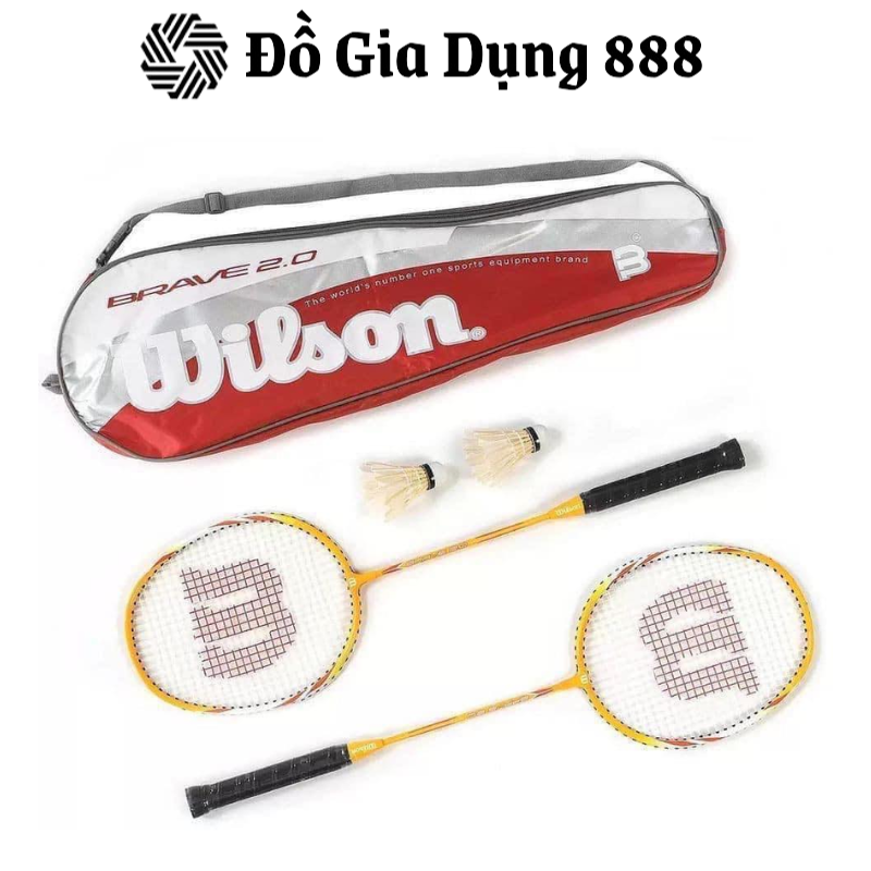 Bộ Vợt Cầu Lông  Wilson Badminton Brave 2.0, Chất Liệu Thép Bền Nhẹ, Model 2023, Nhập Đức