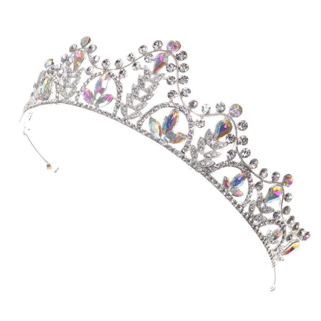 Silver Crystal Tiaras Princess Bridal Crown Hair Clasp For Wedding Party