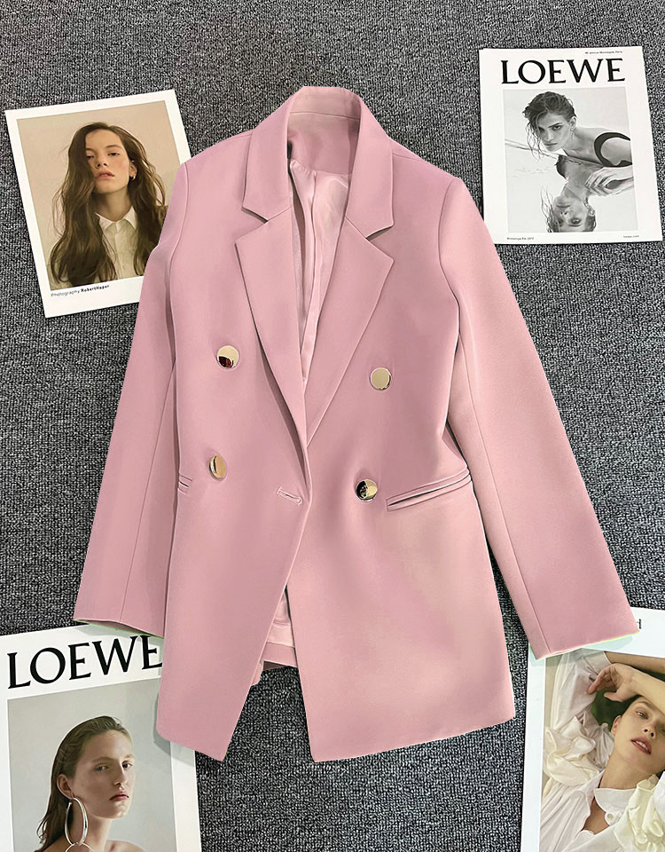 Hình ảnh Áo khoác blazer áo khoác vest nữ 2 lớp có đệm vai mềm mịn Màu Hồng Dâu