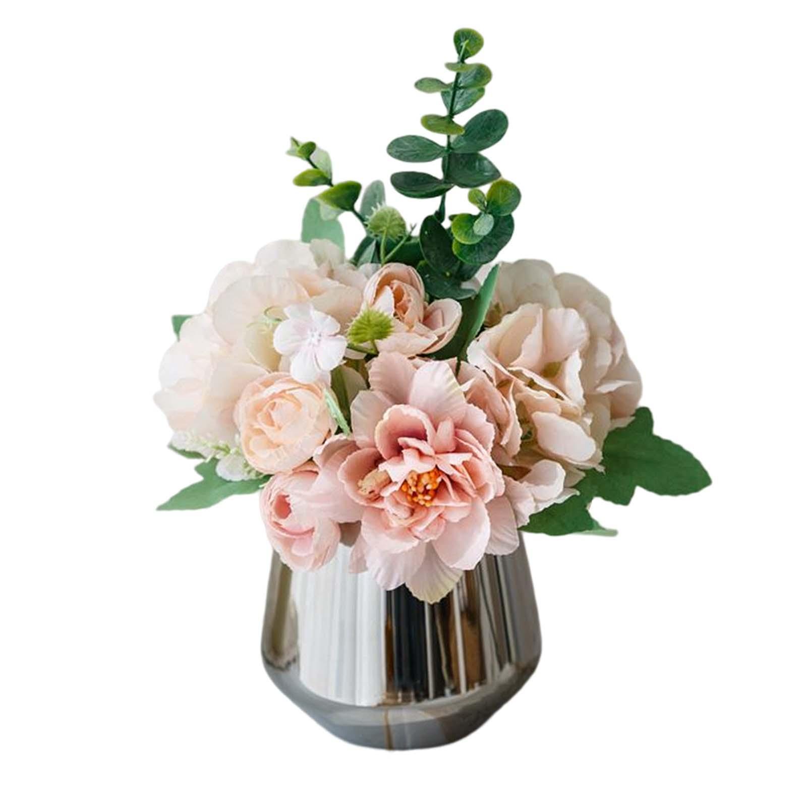Mini Artificial Flowers Hydrangea Bonsai with Vase for Festival Garden Decor