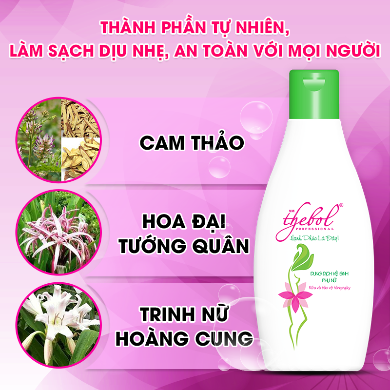 Dung dịch vệ sinh nữ Thebol nước rửa phụ khoa dạng gel giúp làm sạch an toàn dịu nhẹ ngăn mùi hôi ngứa