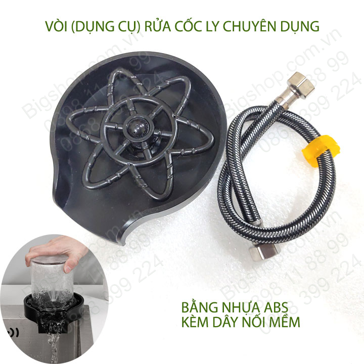 Dụng cụ rửa cốc ly thông minh tự động, nhựa ABS kèm dây nối mềm